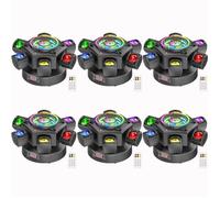 JAJALUYA 180W Jeux de Lumiere DJ - Lyre LED RGBW Rotation 4 Bras - Lumière Laser & Stroboscopique Avec Télécommande Pack De 6