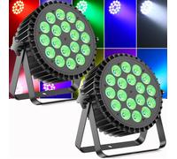 JAJALUYA 270W 18 LED RGBW Jeux de Lumière DJ - UV Lumière de Scène DMX - Pack De 2 Par LED Stroboscope & Son Pour Disco Fête