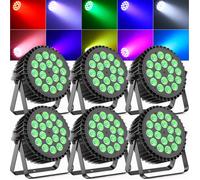 JAJALUYA 270W 18 LED RGBW Jeux de Lumière DJ - UV Lumière de Scène DMX - Pack De 6 Par LED Stroboscope & Son Pour Disco Fête