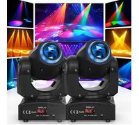 JAJALUYA 2PCS 150W Lumières de Scène, Lyre LED avec RGB Anneau, 8 Gobo 8 Couleurs 9/11 CH DMX pour Disco DJ Bar Mariage