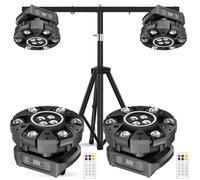 JAJALUYA 2PCS 230W Jeux de Lumiere - 6 Bras DJ Lyre LED RGBW Beam Wash Laser Bee-Eyes Bande RGB Rotation avec Télécommande Trépied