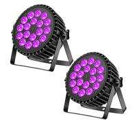 JAJALUYA 2PCS 270W 18 LED Lumière de Scène - Jeux de Lumière DJ RGBW DMX512 - Par LED avec Stroboscope & Son Pour Disco Fête