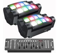 JAJALUYA 2PCS 60W Lyre LED Disco Lumière d'araignée DMX RGBW 4 en 1 Contrôle Vocal Jeux de Lumière DJ Avec Console 192 Canaux