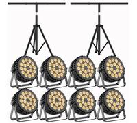 JAJALUYA 315W 18 LED RGBW UV Jeux de Lumière DJ - 8PCS Lumière de Scène DMX Avec 1,8m Support*2, Par LED Disco Mariage
