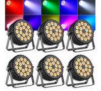 JAJALUYA 315W 18 LED RGBW UV Jeux de Lumière DJ - Pack De 6 Lumière de Scène DMX - Par LED Stroboscope & Son Disco Mariage