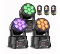 JAJALUYA 3PCS 7X15W Lyre LED RGBW 4-en-1 DMX512 Lumière de Scène avec Télécommande pour Disco DJ Fête Bar Mariage Club