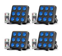 JAJALUYA 4PCS 180W 9 LED RGBW Jeux de Lumière DJ - Lumière de Scène avec Télécommande, Par LED avec Stroboscope & Son