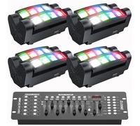 JAJALUYA 4PCS 60W Lyre LED Disco Lumière d'araignée DMX RGBW 4 en 1 Contrôle Vocal Jeux de Lumière DJ Avec Console 192 Canaux