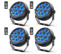 JAJALUYA 4PCS Par LED RGBW 72W 2200mAh Projecteur LED Batterie Rechargeable avec Télécommande,Lumière de Scène pour DJ Disco