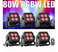 JAJALUYA 80W 4 en 1 Lumière de Scène RGBW LED - Jeux de Lumière DJ Avec Télécommande - Par LED Pour DJ Disco Fête PACK DE 6