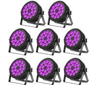 JAJALUYA 8PCS 270W 18 LED Lumière de Scène - Jeux de Lumière DJ RGBW DMX512 - Par LED avec Stroboscope & Son Pour Disco Fête