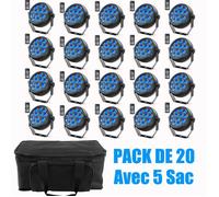 JAJALUYA Jeux de Lumiere DJ Sans Fil 12 RGBW LED, 20PCS 2200mAh Par LED Batterie Rechargeable avec 5 Sac, 72W Lumière de Scène