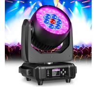 JAJALUYA Lumière de Scène DMX512 - 19x25W DJ Lyre LED RGBW Zoom Beam Wash Écran LCD - Jeux de Lumiere DJ Pour Disco Fête