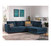 Lisa design Canapé d'angle droit Jake convertible 5 places en velours côtelé Bleu Ardoise