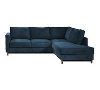 Lisa design Canapé d'angle droit Jake convertible 5 places en velours côtelé Bleu Ardoise