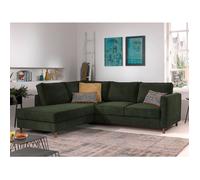 Lisa design Canapé d'angle gauche Jake convertible 5 places velours côtelé Vert
