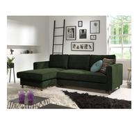 Lisa design Canapé d'angle Jake gauche convertible 4 places avec coffre velours côtelé Vert