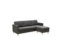 JAKSON - Canapé Méridienne Reversible en Tissu Gris Anthracite Chiné - HOUSE_NORDIC