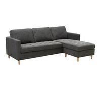 JAKSON - Canapé Méridienne Reversible en Tissu Gris Anthracite Chiné - HOUSE_NORDIC Gris G