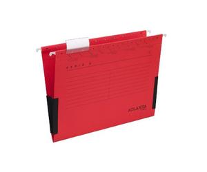 Jalema 2655624200 Lot de 25 dossiers suspendus Atlanta Serie E au format A4 avec soufflets en lin (Rouge)