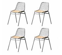 JALI - Set de 4 chaises en acier et cuir camel Marron