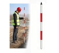 Jalon topographique aluminium, Perche de mesure démontable | Canne graduée rouge blanche avec sac de transport pour chantier et relevés topographiques(Tapered Tip)