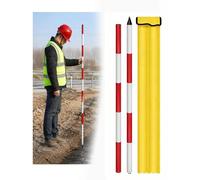 Jalon topographique aluminium, Perche de mesure démontable | Canne graduée rouge blanche avec sac de transport pour chantier et relevés topographiques(200 cm/78.74 inch)