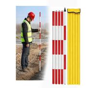 Jalon topographique aluminium, Perche de mesure démontable | Canne graduée rouge blanche avec sac de transport pour chantier et relevés topographiques(500 cm/196.85 inch)