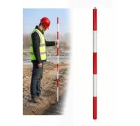 Jalon topographique aluminium, Perche de mesure démontable | Canne graduée rouge blanche avec sac de transport pour chantier et relevés topographiques(Middle Section)