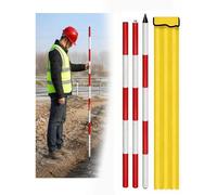 Jalon topographique aluminium, Perche de mesure démontable | Canne graduée rouge blanche avec sac de transport pour chantier et relevés topographiques(300 cm/118.11 inch)