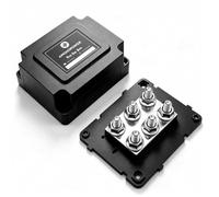 jamgoer Bloc de distribution d'énergie robuste 900 A 12-48 V avec 6 goujons M10, borne de batterie étanche pour automobile, marine, camping-car, applications solaires (noir)