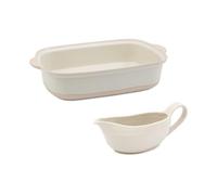 Jamie Oliver Big Love ensemble Epic Roast avec Plat en Céramique avec Poignées, 39 X 25 X 8 cm, Saucière Blanche 400 ml, 23 X 8 X 10 cm, Micro-Ondes, Four et Lave-Vaisselle