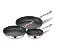 Jamie Oliver Cook's Direct Batterie Cuisine Inox 3 Poêles 20/24/28 Cm, Antiadhésif, Indicateur Cuisson, Poignée Rivetée, Induction