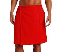 Jamron Hommes Ajustable Serviette de Bain Paréo de Sauna Jupe Serviette de Plage avec Poche pour Sauna Douche Piscine Plage & Sport Rouge L