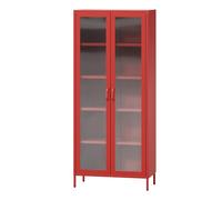 Jan Nowak Angelo Armoire vitrine à 2 Portes - 80 x 185 x 45 cm - 4 étagères réglables - Verre trempé - Montage Mural - Vitrine en Verre Debout - Vitrine en Verre - Armoire de Salon Scintillante