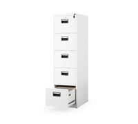 Jan Nowak Armoire à dossiers métallique classeur 5 tiroirs 162 x 60 x 46 cm | Armoire métallique verrouillable pour dossiers suspendus, 5 tiroirs à sortie totale, serrure centrale et anti-basculement