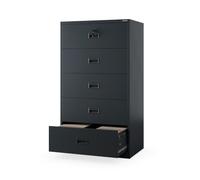 Jan Nowak Armoire à dossiers métallique Large, classeur Bureau 5 tiroirs