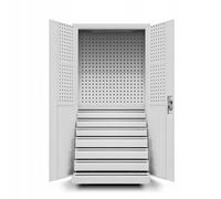 Armoire à outils Armoire d'atelier Armoire de garage Armoire universelle Armoire de stockage Revêtue par poudre Portes à battants Tôle d'acier 185 x 92 x 50 cm Gris