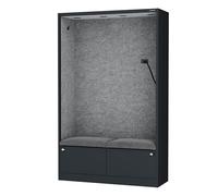 Jan Nowak Armoire Acoustique avec Deux assises Espace de Concentration pour Bureau école Open Space 185 x 115 x 40 cm Meuble Acoustique Panneaux Pet USB C Deux tiroirs