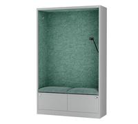 Jan Nowak Armoire Acoustique avec Deux assises Espace de Concentration pour Bureau école Open Space 185 x 115 x 40 cm Meuble Acoustique Panneaux Pet USB C Deux tiroirs