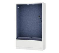 Jan Nowak Armoire Acoustique avec Deux assises Espace de Concentration pour Bureau école Open Space 185 x 115 x 40 cm Meuble Acoustique Panneaux Pet USB C Deux tiroirs