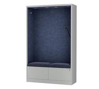 Jan Nowak Armoire Acoustique avec Deux assises Espace de Concentration pour Bureau école Open Space 185 x 115 x 40 cm Meuble Acoustique Panneaux Pet USB C Deux tiroirs