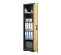 Armoire de Bureau Métallique C001A Porte Battante Verrouillable 4 étagères 185 cm x 45 cm x 40 cm (Anthracite/Noyer)