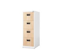 Jan Nowak Armoire Classeur pour Dossiers avec 4 Tiroirs Armoire de Bureau Metallique Revêtement en Poudre Tôle d'acier 132 cm x 46 cm x 62 cm (Blanc/Imitation Bois)