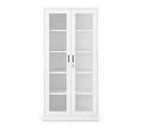 Jan Nowak Armoire de Bureau C012 Armoire métallique de Rangement Vitrine 4 étagères Acier verrouillable (Blanc)