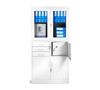 Jan Nowak Armoire de Bureau C018S Armoire en Acier Portes Battantes Tiroirs Revêtement en Poudre 185 cm x 90 cm x 40 cm