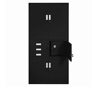 Jan Nowak Armoire de Bureau C018S II Métallique Coffre-Fort Compartiment Secret Portes battantes Tiroirs Revêtement par Poudre Tôle d'acier 185 cm x 90 cm x 40 cm (Noir)