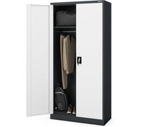 Jan Nowak Armoire de Bureau C34 Métallique à Dossiers à Outils Revêtement par Poudre Métal Verrouillable 185 cm x 90 cm x 45 cm (Anthracite-Blanc)