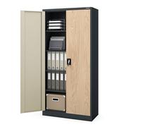 Jan Nowak Armoire de Bureau Métal à Dossiers Verrouillable 185 x 90 x 40 cm | Armoire en acier thermolaqué avec étagères réglables et serrure, pour dossiers, classeurs, archives et bureau professionnel.