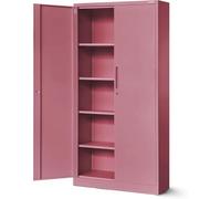 Jan Nowak Armoire de Bureau métallique 4 étagères tôle d'acier revêtement en Poudre 185 x 90 x 40 cm (Rose)